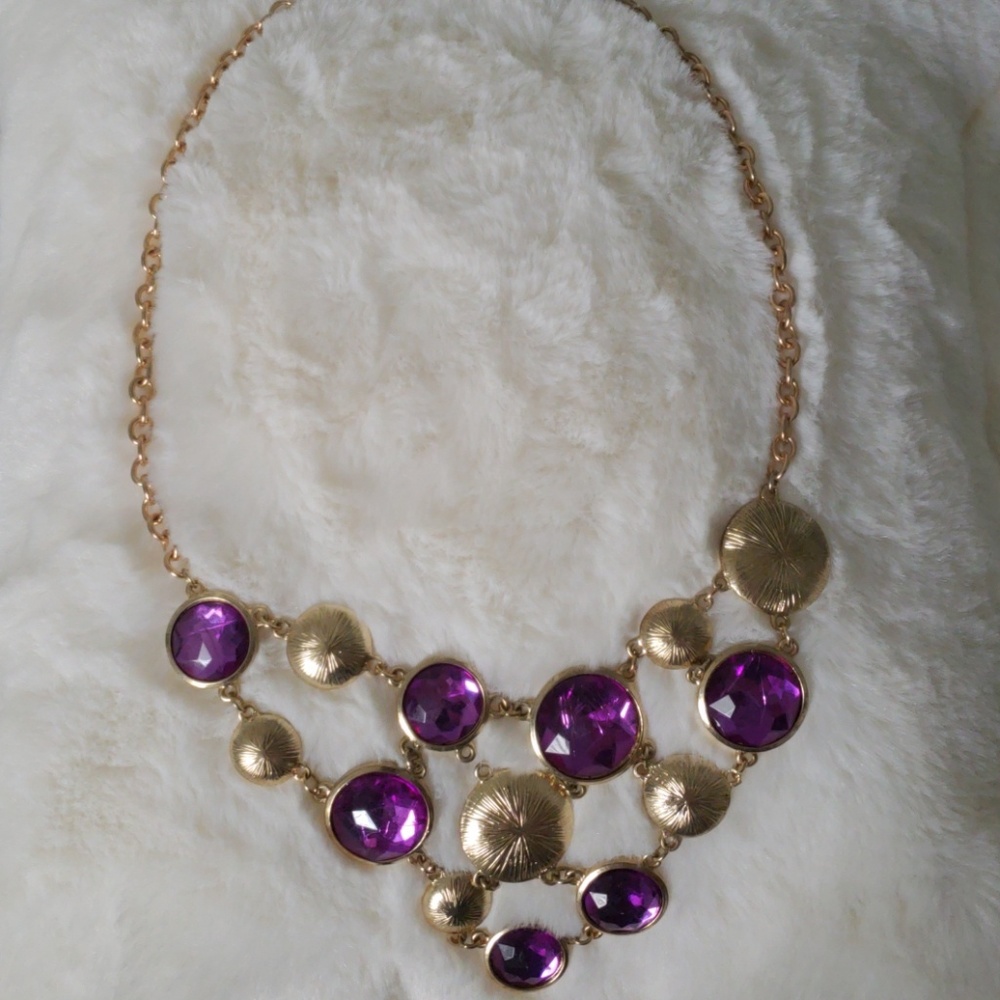 Purple and gold statement necklace